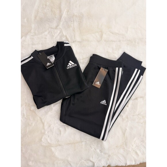 ADIDAS Essentials 3-Stripes Track Suit Zip Jacket Pants Girls Youth L (14)Black - Picture 5 of 16